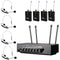 Pyle Pro PDWM4122 UHF Wireless System with 4 Bodypacks, 4 Headset Mics & Receiver with Bluetooth