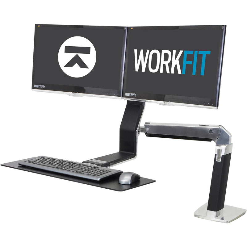 Ergotron Workfit-A II, Dual Monitor Desk mnt Polished Aluminum