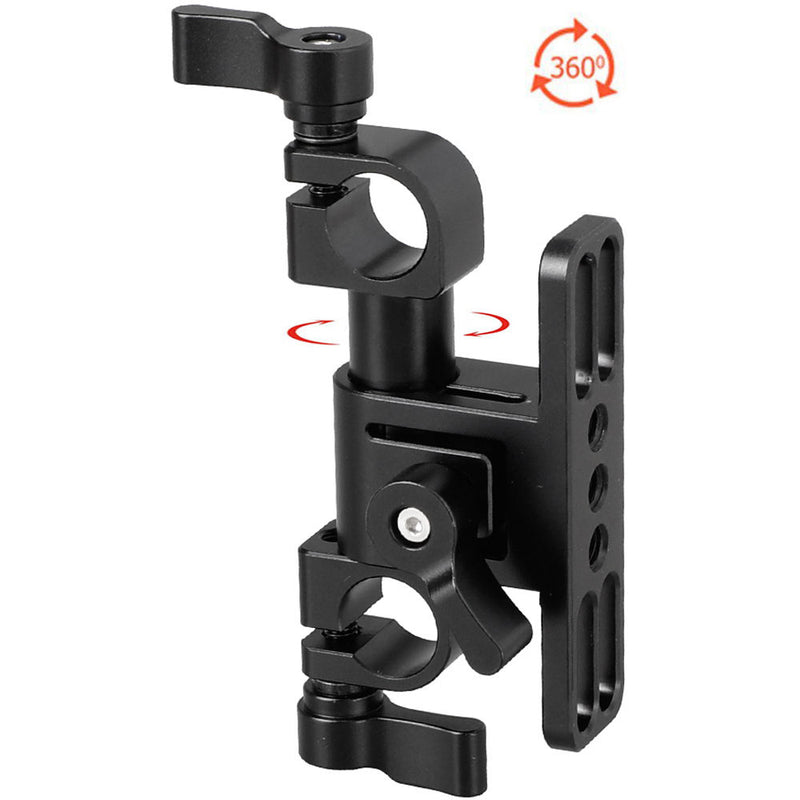 CAMVATE Adjustable 15mm Dual-Rod Clamp with 360 Swivel Rod Adapter