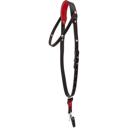 RL Handcrafts Andino Pro-DLX Leather Camera Sling (Large, Black/Red)