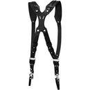RL Handcrafts Clydesdale Pro-DLX Dual Leather Camera Harness (Small, Black/Red)