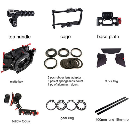CAME-TV BMPCC Basic Camera Cage Rig with Matte Box and Follow Focus for BMPCC 6K/4K