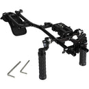 CAMVATE Handheld Shoulder Mount Rig with Manfrotto QR Plate & Rubber Handgrips for HDSLR Camera & DV Camcorder