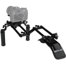 CAMVATE Handheld Shoulder Mount Rig with Manfrotto QR Plate & Rubber Handgrips for HDSLR Camera & DV Camcorder