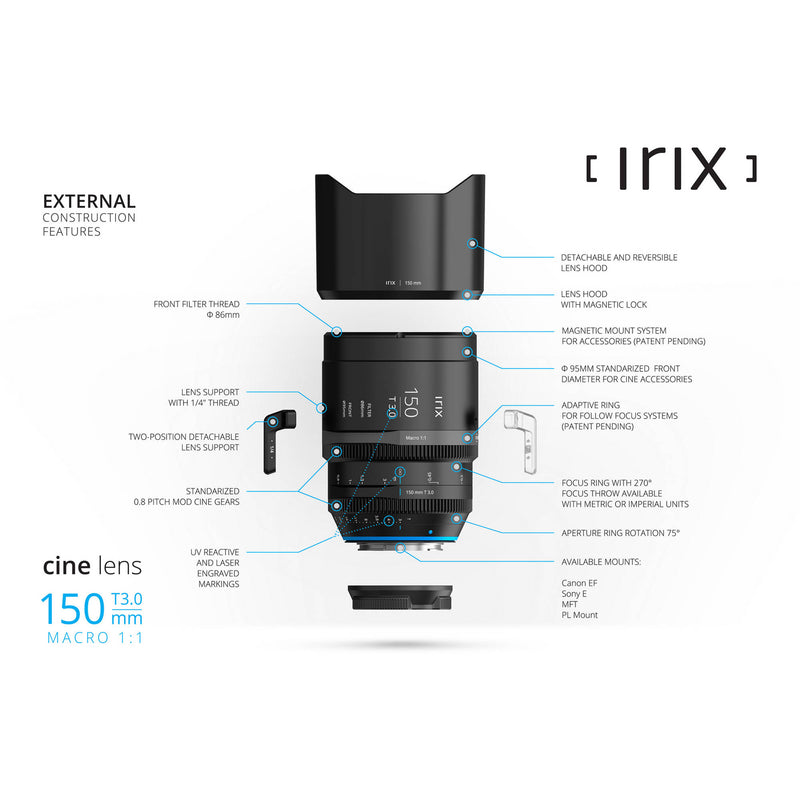 IRIX 150mm T3.0 Macro 1:1 Cine Lens (Canon EF, Feet)