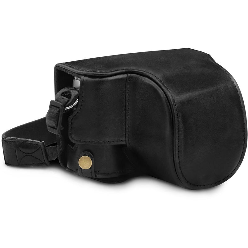 MegaGear Ever Ready Genuine Leather Camera Half Case and Stap for Leica D-Lux 7 (Black)