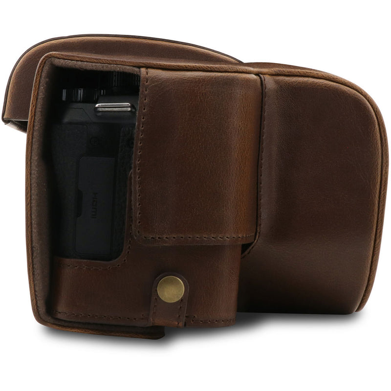 MegaGear Ever Ready PU Leather Full Camera Case for Leica V-Lux 5, Panasonic Lumix DC-FZ1000 II (Brown)