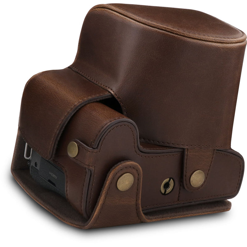 MegaGear Ever Ready PU Leather Full Camera Case for Leica V-Lux 5, Panasonic Lumix DC-FZ1000 II (Brown)