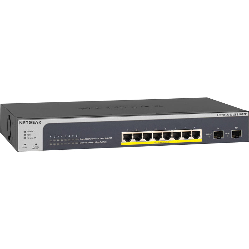 Netgear ProSAFE GS510TPP 8-Port Gigabit Ethernet PoE+ Compliant Managed Switch with SFP