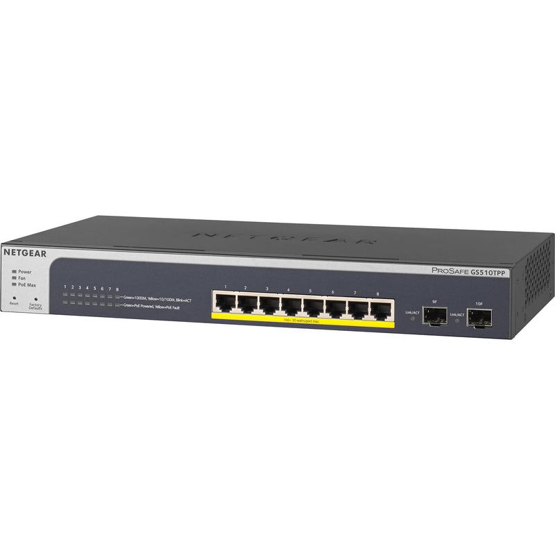 Netgear ProSAFE GS510TPP 8-Port Gigabit Ethernet PoE+ Compliant Managed Switch with SFP