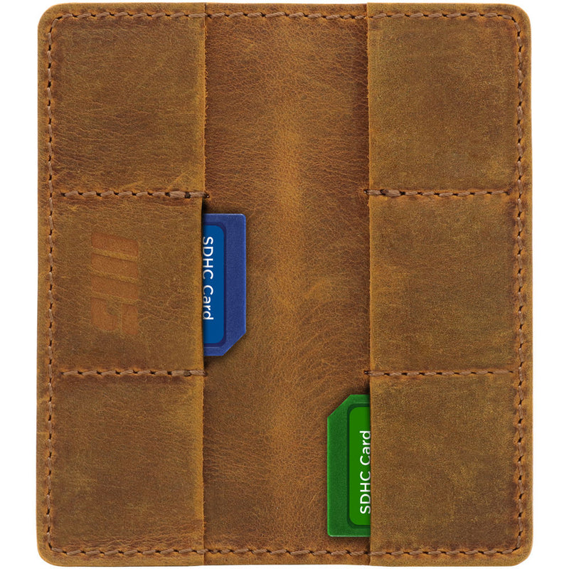 MegaGear Leather SD Card Holder with 12 Card Slots (Camel)