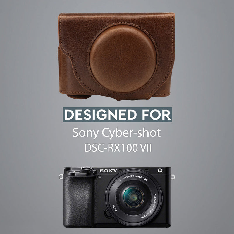 MegaGear Ever Ready Genuine Leather Camera Case for Sony Cyber-shot DSC-RX100 VII (Brown)