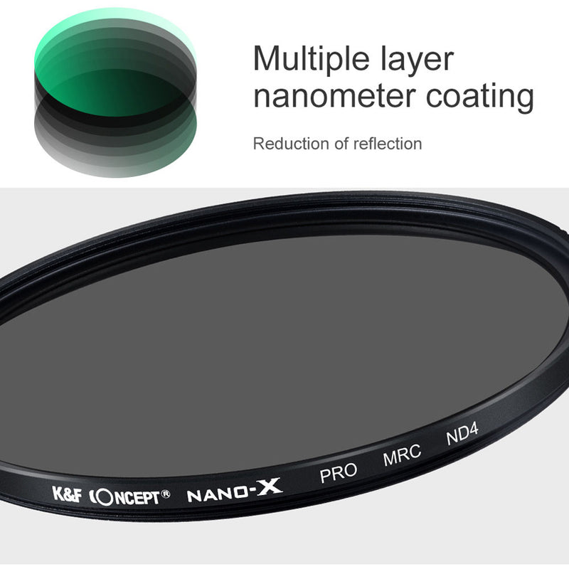 K&F Concept Nano-X MC Slim Waterproof Anti-Scratch Green-Coated Japan Optics Filter (ND 4, 82mm)