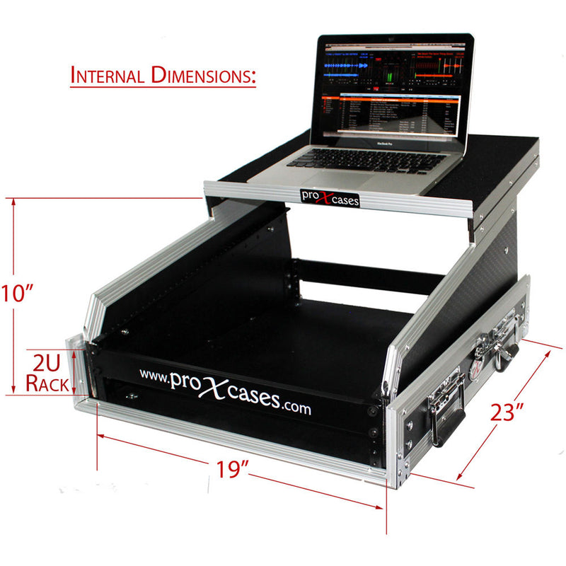 ProX 13U Top Mixer-DJ 2U Rack Combo Flight Case with Laptop Shelf