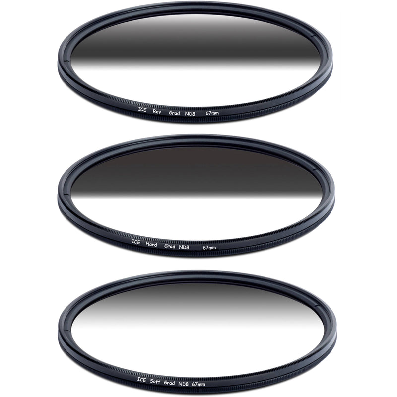 Ice 77mm Soft-Edge Graduated, Hard-Edge Graduated, and Reverse-Graduated Neutral Density Filter Kits (3-Stop)