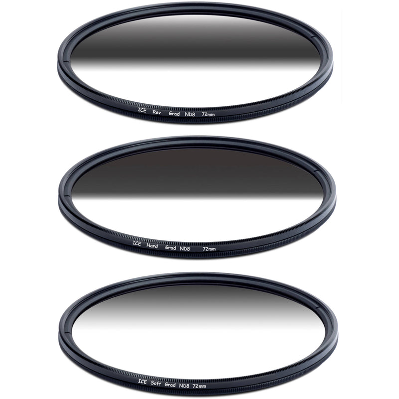 Ice 72mm Soft-Edge Graduated, Hard-Edge Graduated, and Reverse-Graduated Neutral Density Filter Kits (3-Stop)