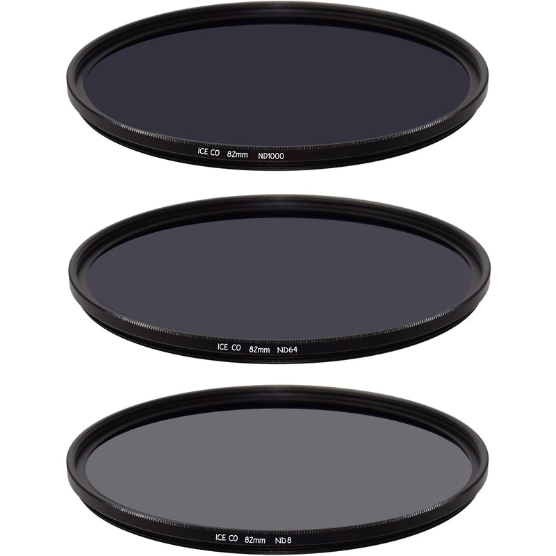 Ice 82mm CO ND8, ND64, and ND1000 Neutral Density Filter Kit (3, 6, and 10 Stops)