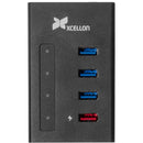 Xcellon 4-Port Powered USB 3.0 Slim Aluminum Hub with 1 Dual Data/Charging Port