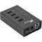 Xcellon 4-Port Powered USB 3.0 Slim Aluminum Hub with 1 Dual Data/Charging Port