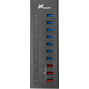 Xcellon 10-Port Powered USB 3.0 Slim Aluminum Hub with 3 Dual Data/Charging Ports