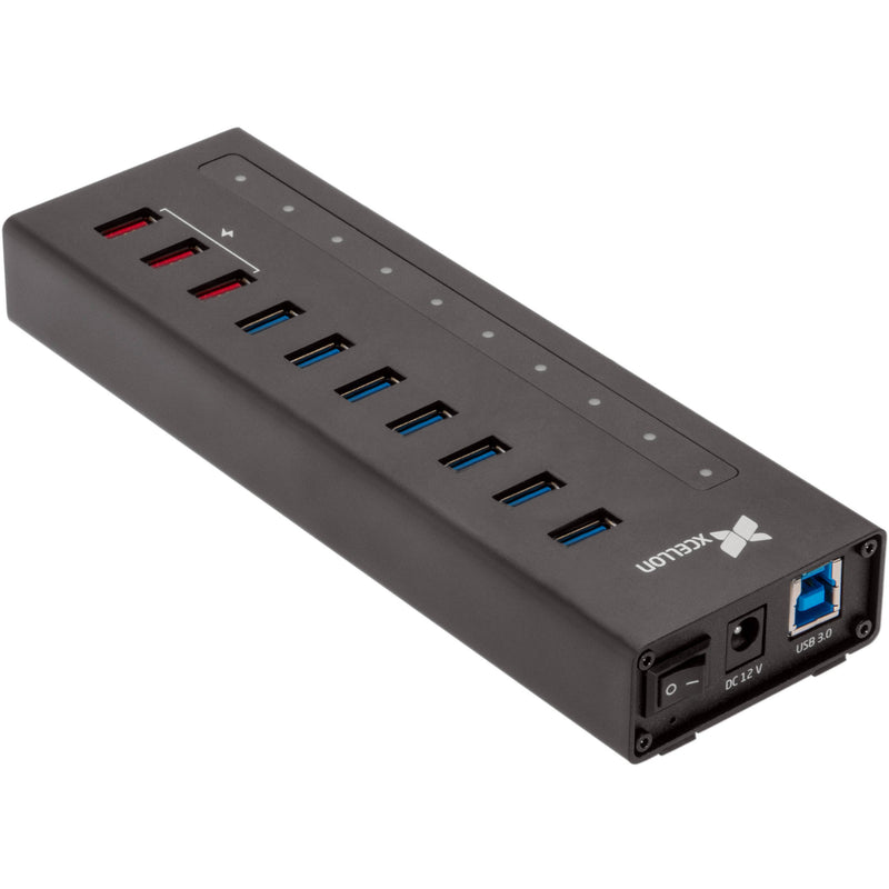 Xcellon 7-Port Powered USB 3.0 Slim Aluminum Hub with 2 Dual Data/Charging Ports