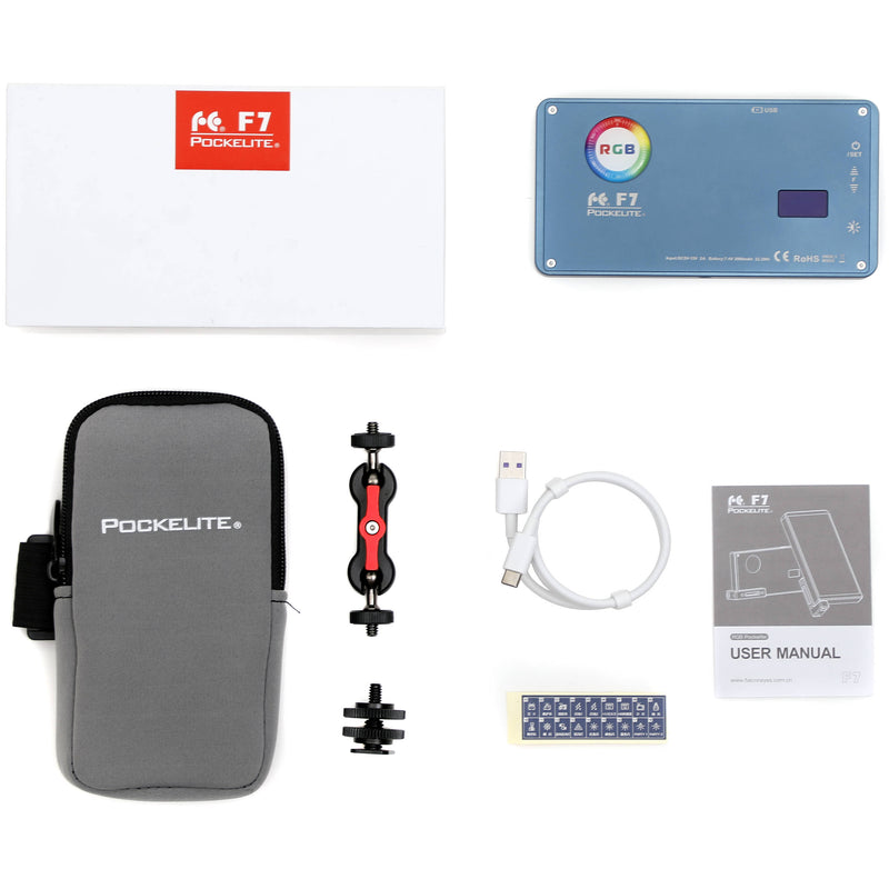 Falcon Eyes PockeLite F7 RGBW On-Camera Light Kit with Diffuser & Grid