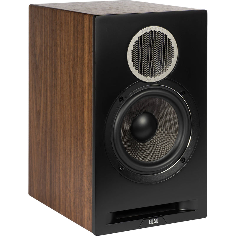 ELAC Debut Reference Two-Way Bookshelf Speaker (Pair, Black Baffle, Walnut Cabinet)