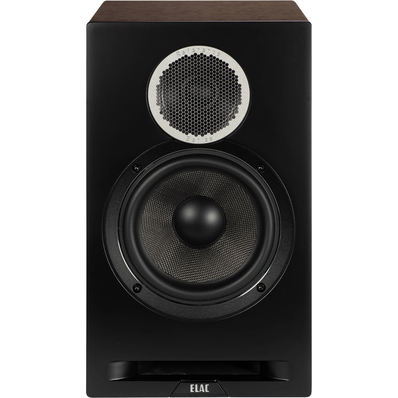 ELAC Debut Reference Two-Way Bookshelf Speaker (Pair, Black Baffle, Walnut Cabinet)