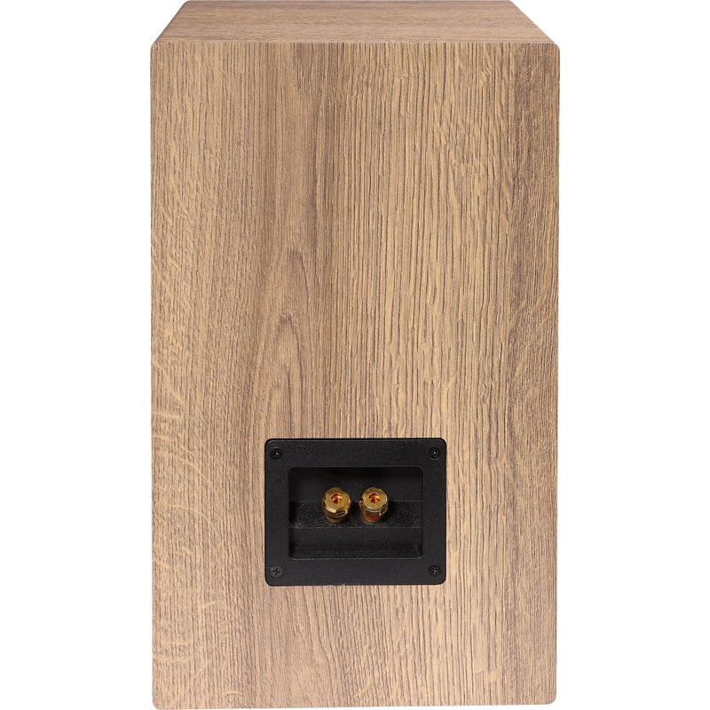 ELAC Debut Reference Two-Way Bookshelf Speaker (Pair, White Baffle, Oak Cabinet)