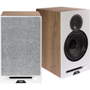 ELAC Debut Reference Two-Way Bookshelf Speaker (Pair, White Baffle, Oak Cabinet)