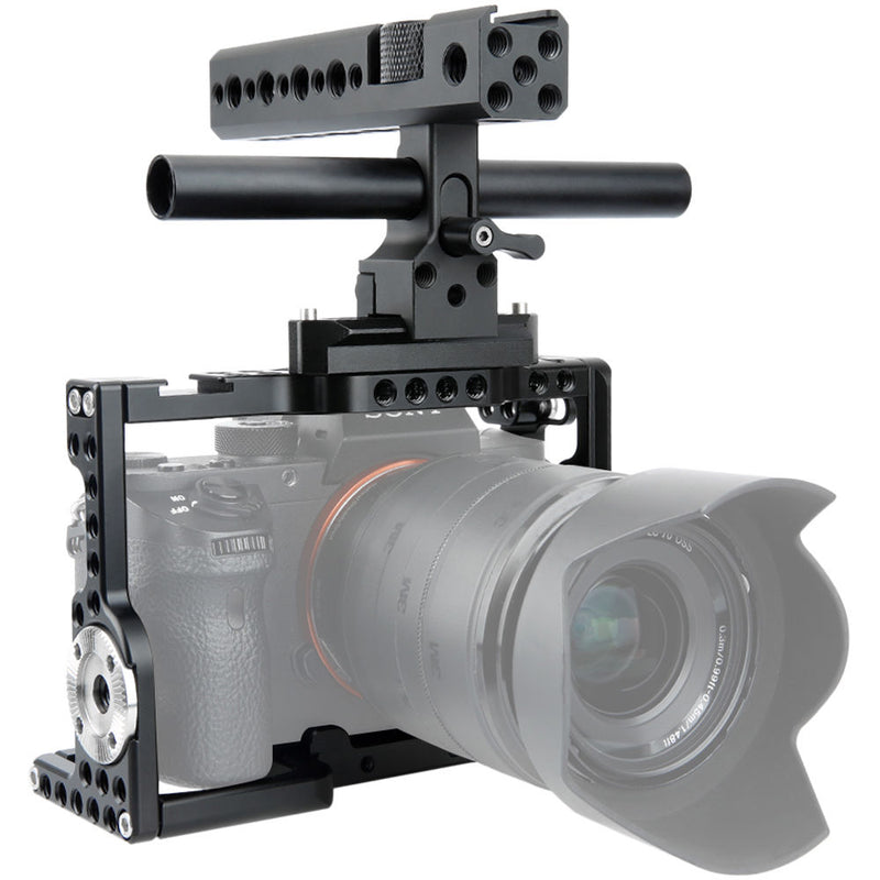 Niceyrig Camera Cage Kit with NATO Handle, HDMI Cable Lock NATO Rail, ARRI Rosette, and 15mm rod