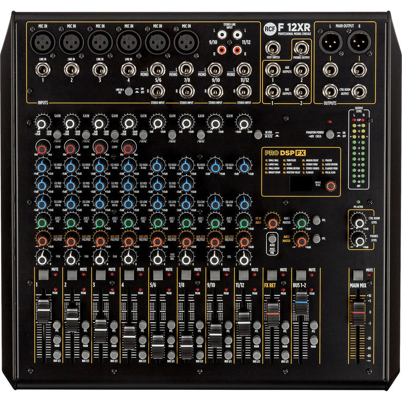 RCF F-12XR 12-Channel Mixer with Multi-FX and Stereo USB Interface