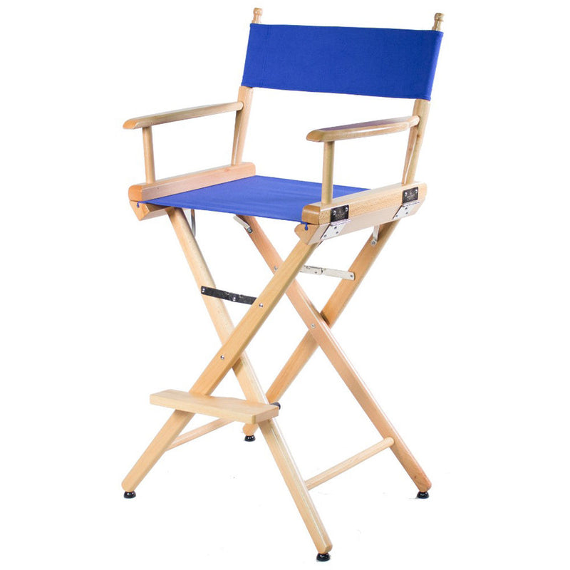 Filmcraft Pro Series Tall Director's Chair (30", Natural Frame, Blue Canvas)