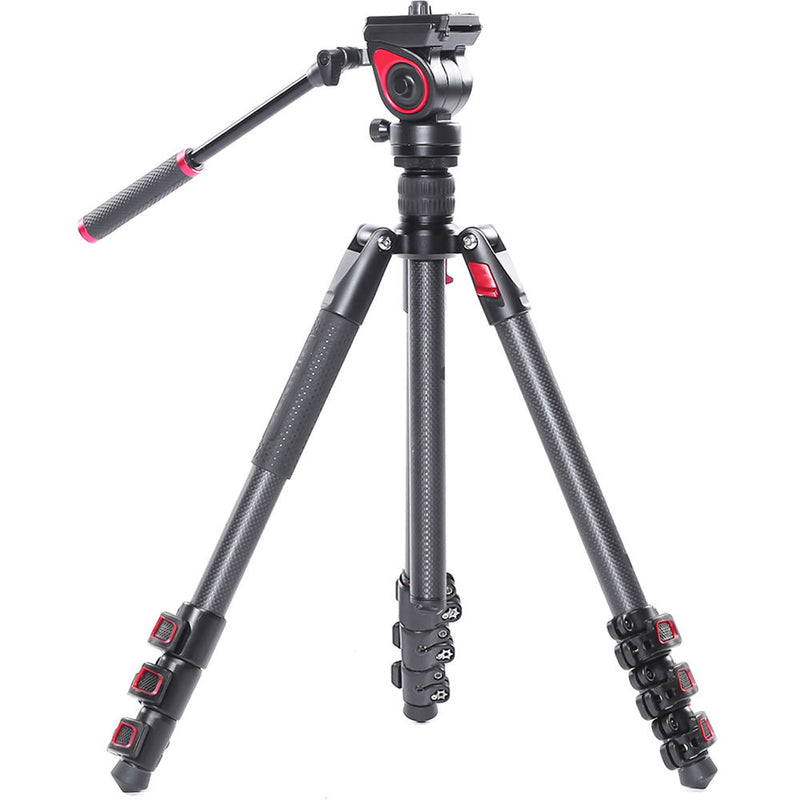 CAME-TV 801C Carbon Fiber Video Tripod with Fluid Head