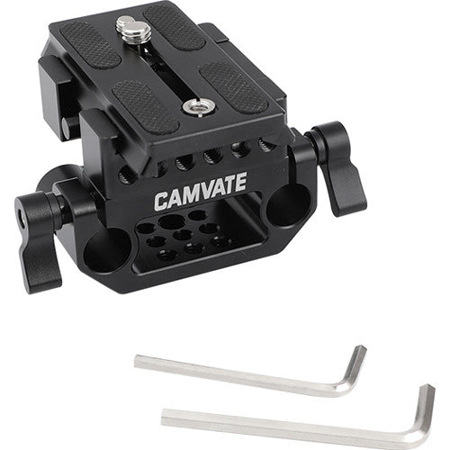 CAMVATE Manfrotto-Style Quick Release Plate with 15mm Dual-Rod Clamp Base