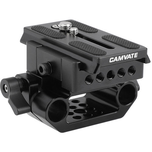 CAMVATE Manfrotto-Style Quick Release Plate with 15mm Dual-Rod Clamp Base