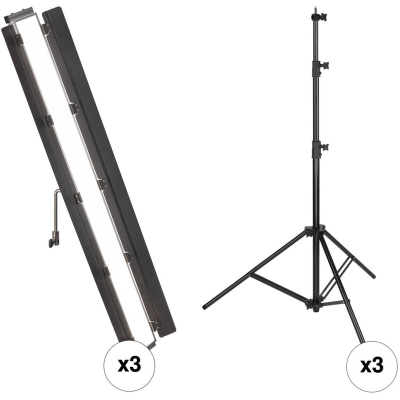 Genaray Box Lighting 36" Soft Strip 4-Light Kit with C-Stands