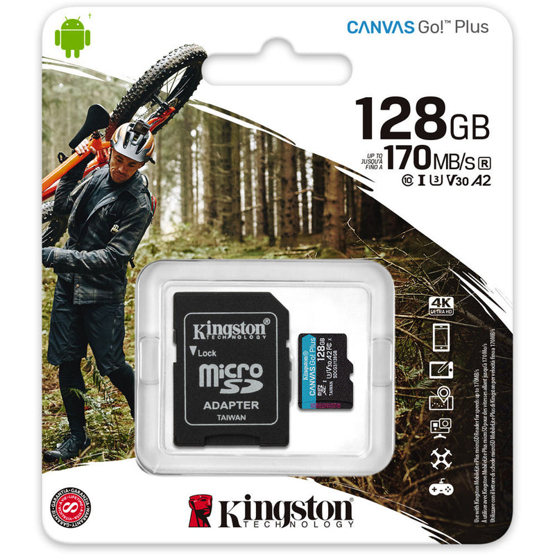 Kingston 128GB Canvas Go! Plus UHS-I microSDXC Memory Card with SD Adapter