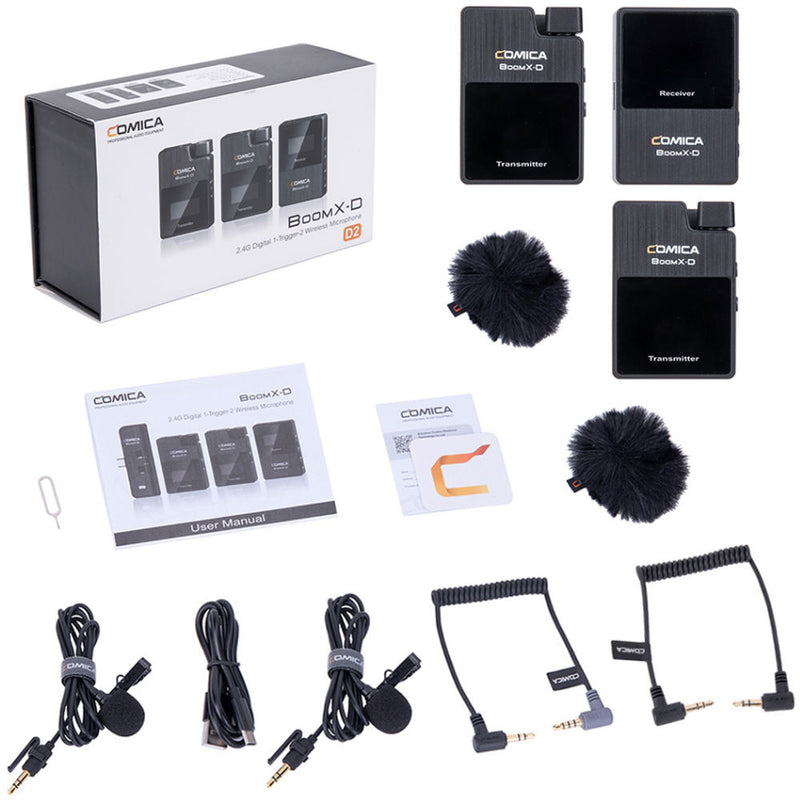 Comica Audio BoomX-D D2 Ultracompact 2-Person Digital Wireless Microphone System for Mirrorless/DSLR Cameras (2.4 GHz)