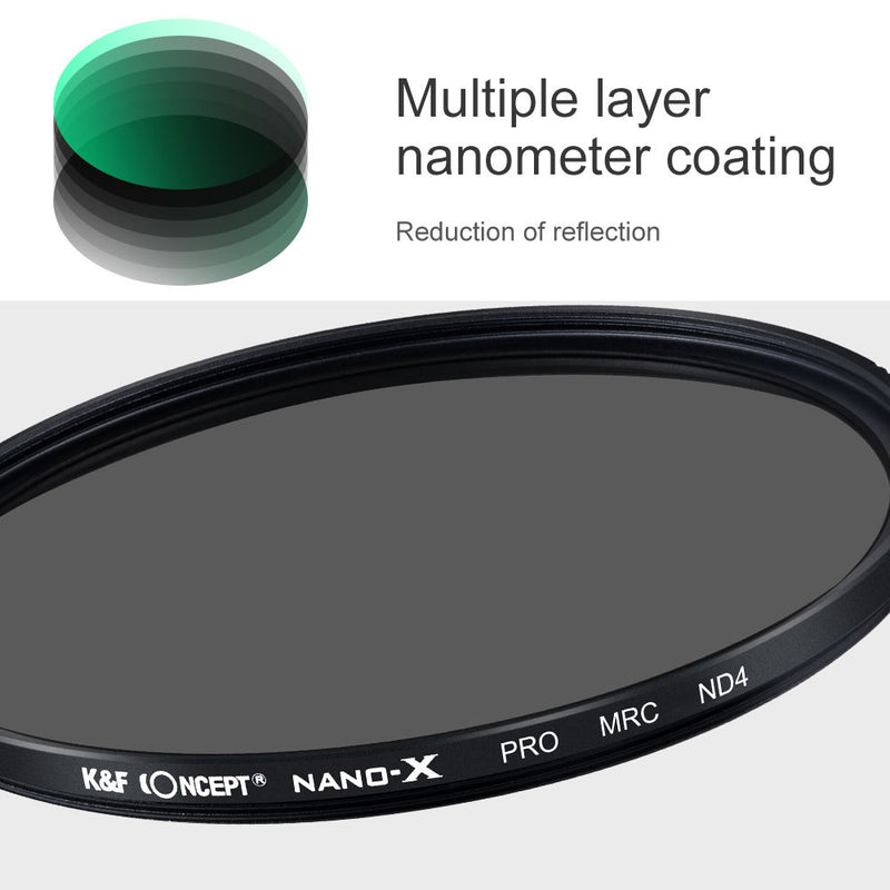 K&F Concept Nano-X MC Slim Waterproof Anti-Scratch Green-Coated Japan Optics Filter (ND 4, 72mm)