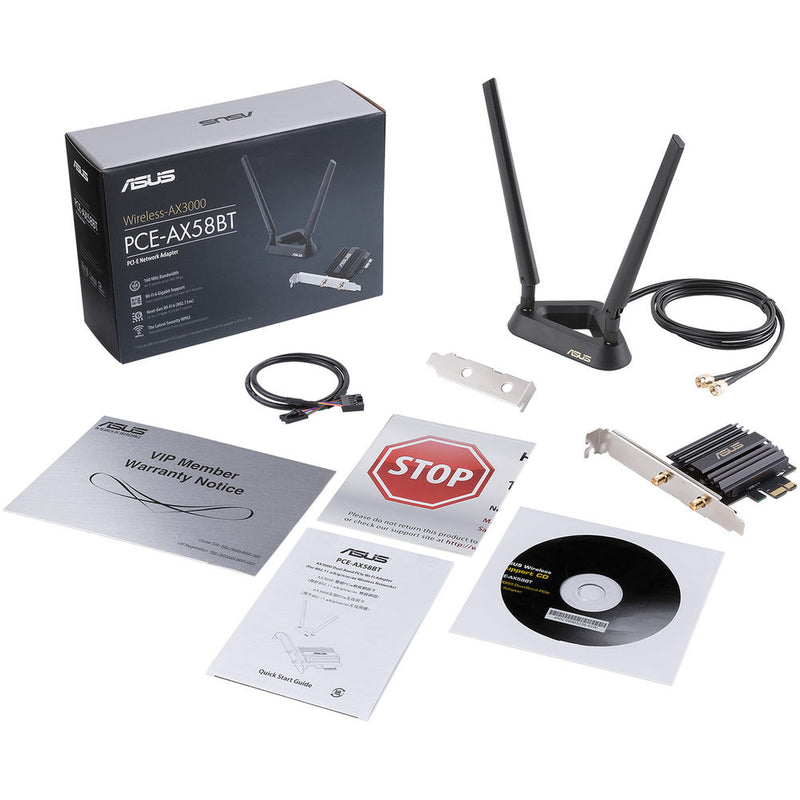 ASUS PCE-AX58BT AX3000 Dual-Band Wi-Fi 6 (802.11ax) PCI-E Adapter