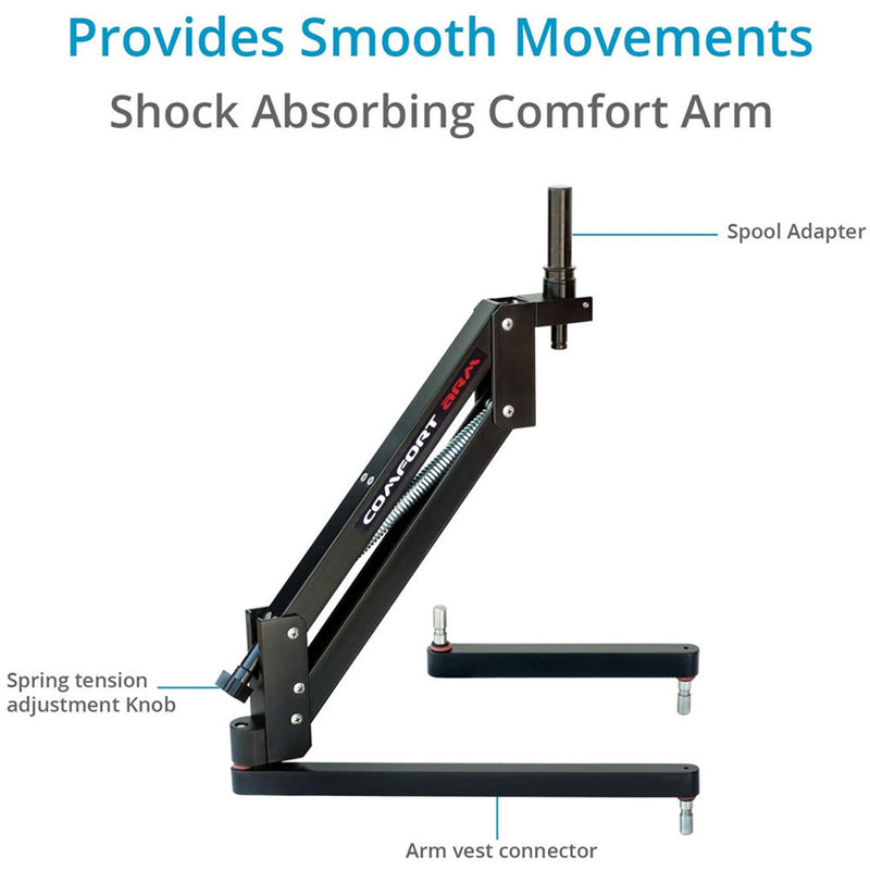 FLYCAM 5000 Stabilizer with Sliding QR Platform, Table Clamp, Arm Brace, and Comfort Arm & Vest