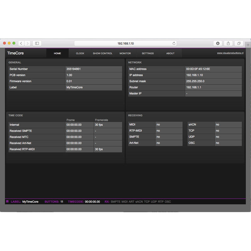 Visual Productions TimeCore Timecode Generator/Converter/Display