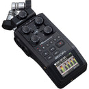 Zoom H6 All Black 4-Person Podcast Mic Kit with Handy Recorder, Mics, Headphones & Stands