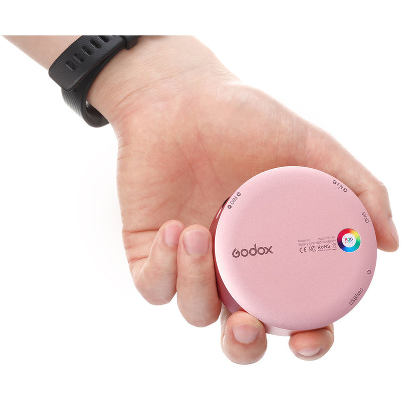 Godox Round Mini RGB LED Magnetic Light (Pink)