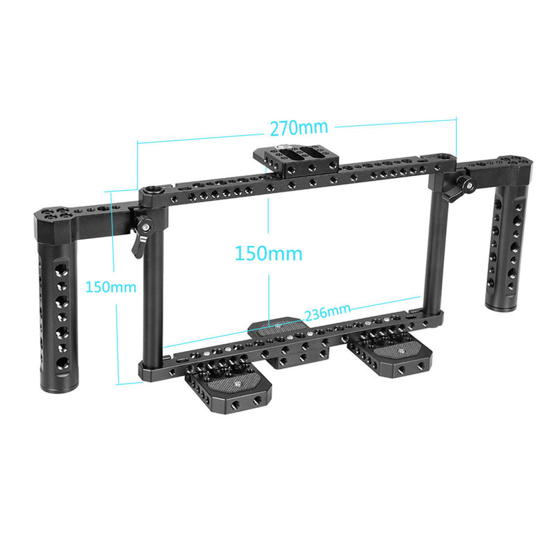 CAMVATE 7" Monitor Cage Kit with Dual Cheese Plate Handles