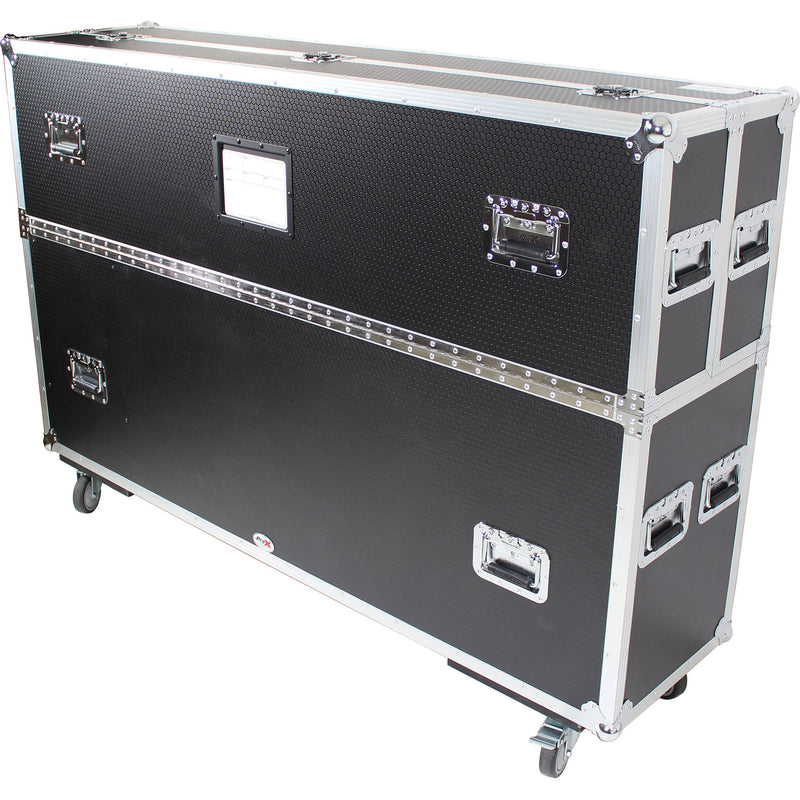 ProX XS-LCD5570WX2 Flight Case with Casters for Two 55 to 70" Flat-Screen TVs (Black/Silver)