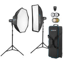 Westcott 2-Light Location Kit with FJ-X2m Wireless Trigger, Rapid Box Switch Octa-M, and 1x3 Strip Bank (UK Plug)
