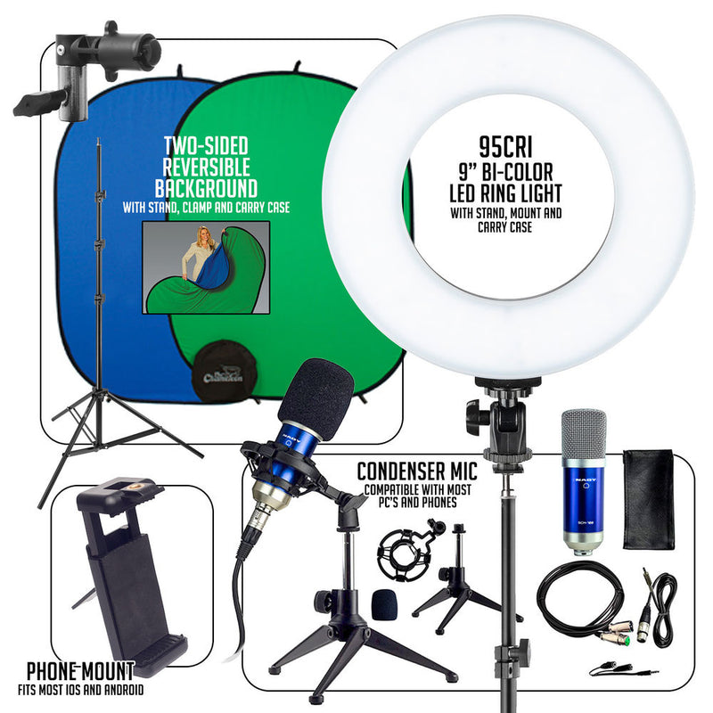 Smith-Victor Basic Smartphone / Ring Light Desktop Work-From-Home AV Kit