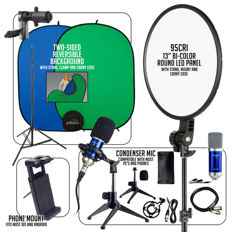 Smith-Victor Basic Smartphone / Ring Light Desktop Work-From-Home AV Kit